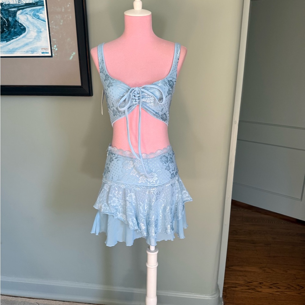 Festival Wear Rave Skirt Set Lace Dress Corset Fairy Mermaid Mini Skirt Set
